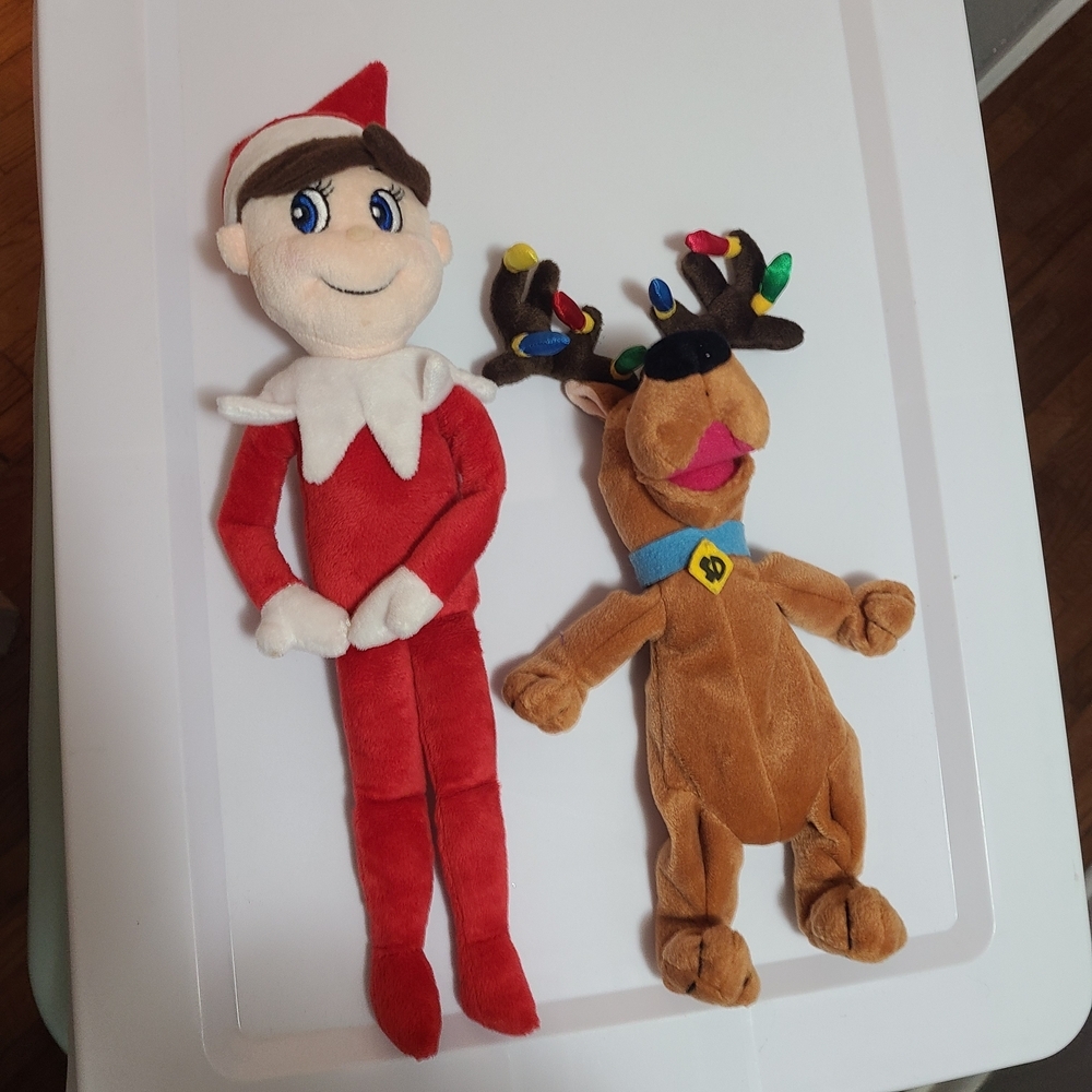 Red Elf and Brown Reindeer Plush Toy‎ Set
